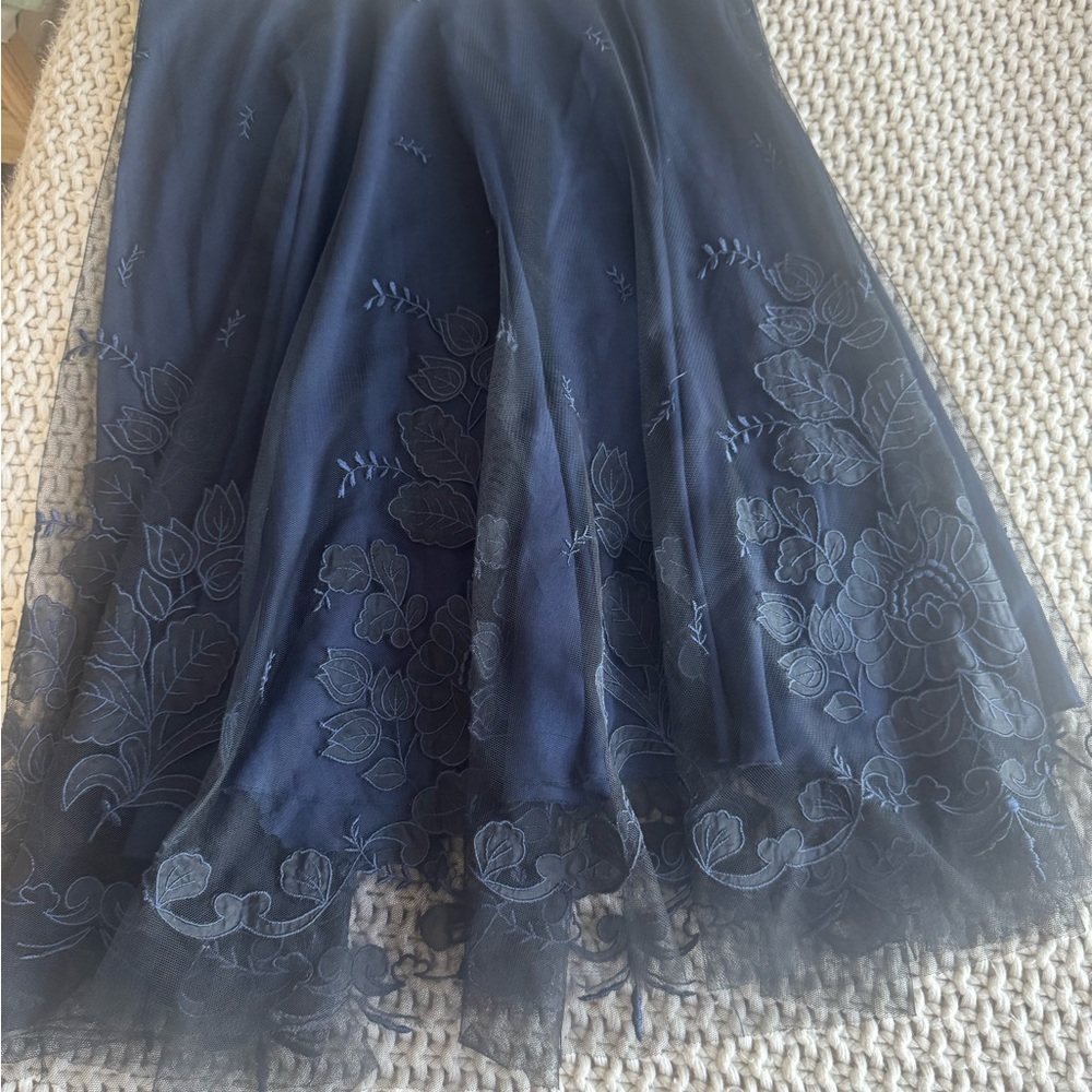 Monsoon Midnight Blue Floral Lace Skirt